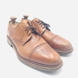 Santoni good year brown leather oxfords cap toe